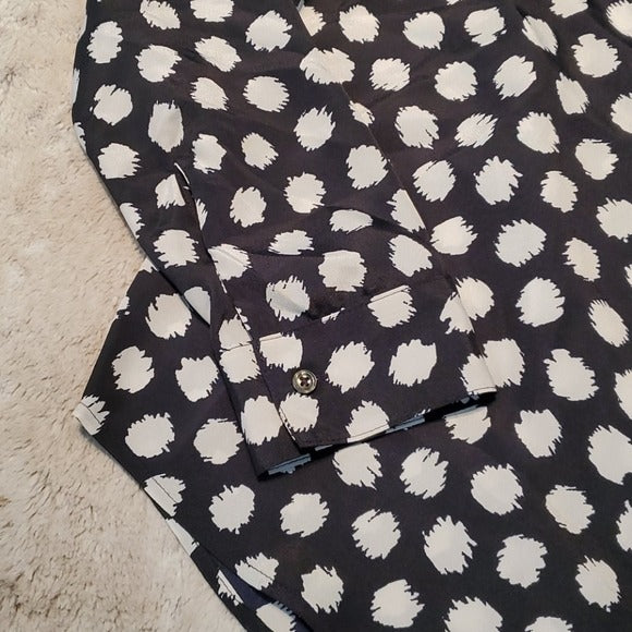 Ann Taylor Geometric Half Button Sleeved Blouse Size M