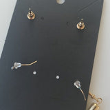 Boutique Two Pair Gold Tone Simple Heart Studs and Dangle Chain Earrings