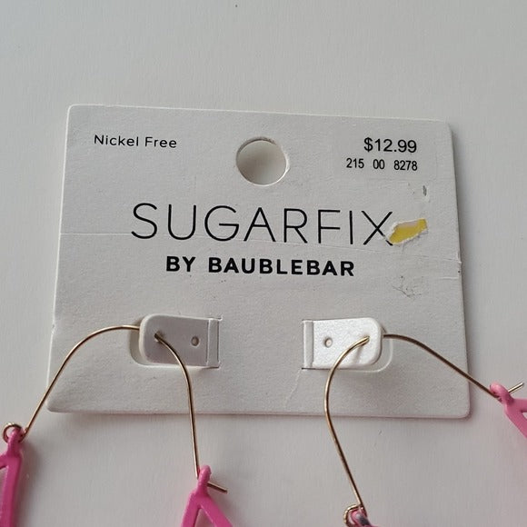 Sugar Fix Large Pink Fanned Embellished Hoop Earrings Nickel Free NWT