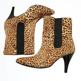 Very Volatile Faux Fur Leather Cheetah Print Pull On Pointed Toe Calf Boots 6.5