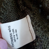NY Collection Olive Green Short Sleeved Crochet Open Front Cardigan Size L NWT