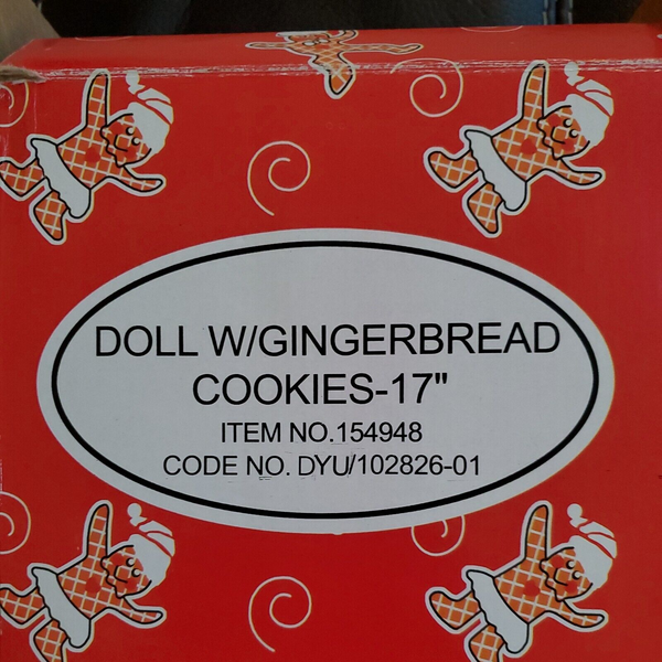 Vintage Doll With Gingerbread Cookies-17" Porcelain In Original Box Stand Rare