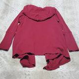 Chicos Dark Red Open Front Hooded Grannie Stayle Relaxed Cardigan Size MP
