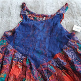Free People Count Me In Trapeze Tunic Hot Red Combo Blue Festival Size S NWT
