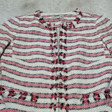 Talbots Petites Collarless Red White Striped Knit Blazer Size 6P