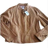 Chico's Tan Bronze Accent Jacquard Linea Blazer Jacket Size 12 Chico's Size 2