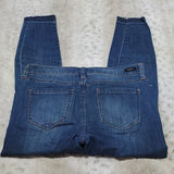Liverpool The Crop Mid Rise Raw Hem Blue Ankle Jeans Size 6