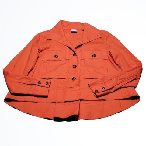 Cabi Orange 3 Button Slight Peplum Bottom Denim Blazer Size XS