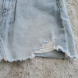 American Eagle Light Wash Distressed Above The Knee Blue Denim Jean Skirt Size 2