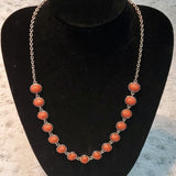 Boutique Orange Brown Silver Tone Necklace