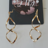 Boutique Two Pair Gold Tone Spiral Drop Earrings and Medium Simple Studs