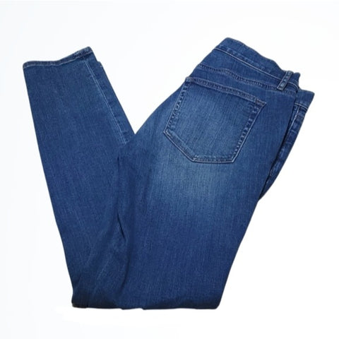 Ann Taylor LOFT Distressed Mid Rise Modern Skinny Blue Jeans Size 2