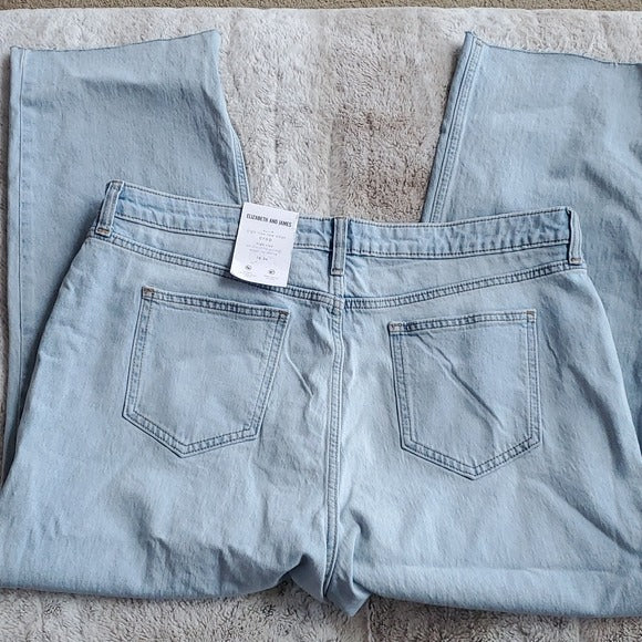 Elizabeth and James Light Wash High Rise Raw Edge Crop Blue Jeans Size 18 NWT