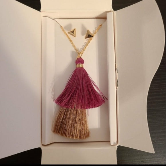 NWT Lily Sky Tassel Long Necklace and Earrings Set