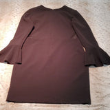 Parker Black Swissdot Insert Long Bell Sleeve Sheath Dress Size M
