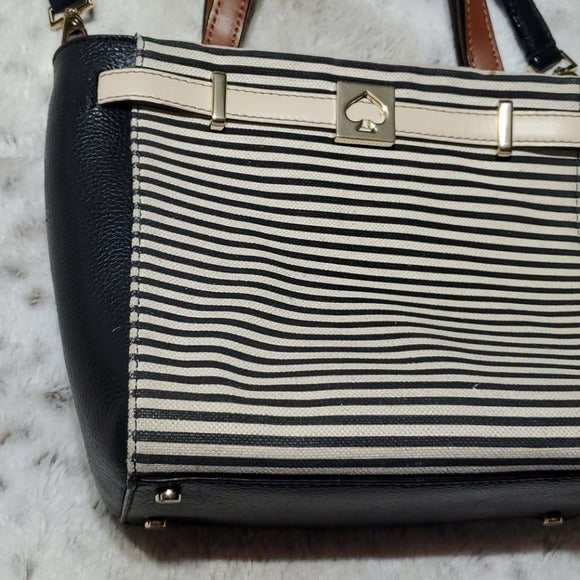 Kate Spade Leo Houston Street Black and Cream Striped Handbag