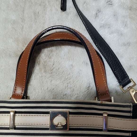 Kate Spade Leo Houston Street Black and Cream Striped Handbag