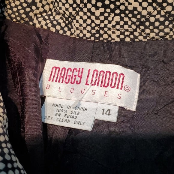 Maggy London 100% Silk Quilted Buttoned Blazer Size 14