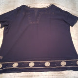 Superb Sheer Navy Blue and Tan Tunic Size 3XL