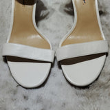 Talbots White Leather Ankle Strap Stiletto Heels Size 8