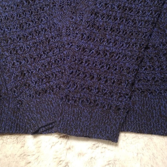 DKNY Crochet Knit Blue and Black Sweater Size M