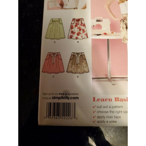 Simplicity 2226 LEARN TO SEW A-Line Skirts w Tie Belts Sz 6-18