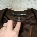Linda Allard Brown Wool Blend Long Zipup Blazer Size 8