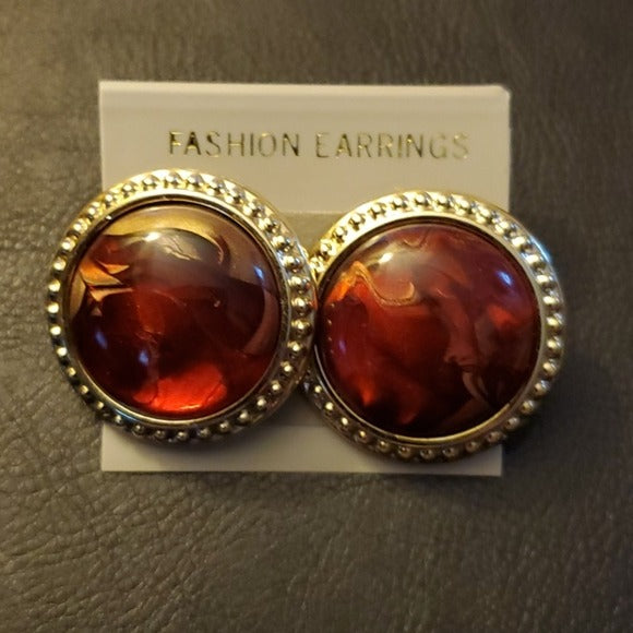 Boutique Red and Gold Tone Antique Fashion Earring