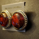 Boutique Red and Gold Tone Antique Fashion Earring