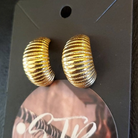 Boutique Gold Tone Wider Cone Hoop Earrings
