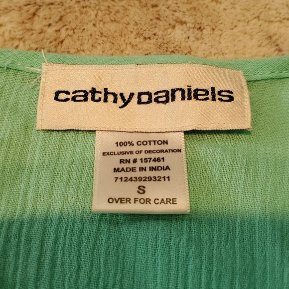 NWT Cathy Daniels Gauze Palm Tree Pop Over Shirt Size S