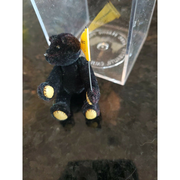 DEPT 56 Flocked Jointed Black Teddy Bear Lapel Pin