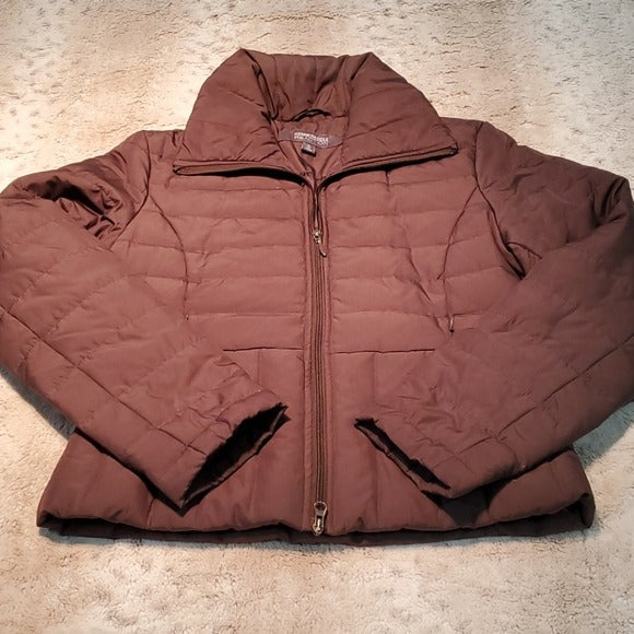 Kenneth Cole Reaction Brown Down Fill Puffer Coat Size S