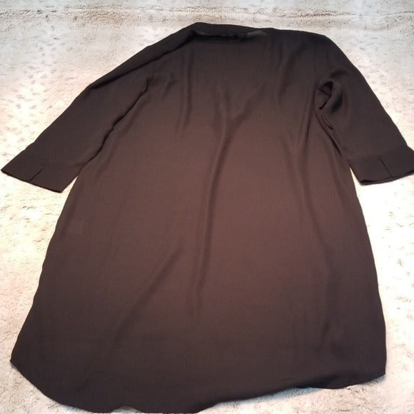 NWT Tea n Rose 3/4 Sleeve Black V Neck Tunic Dress Size M