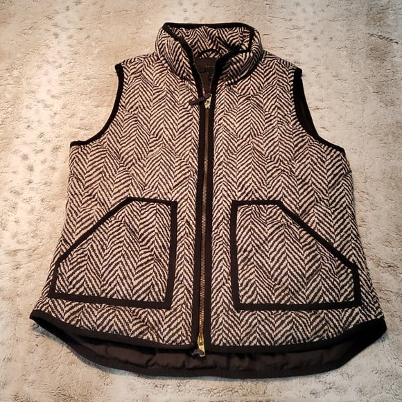 J.Crew Quilted Chevron Print Down Puffer Vest Size XS