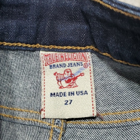 True Religion Darker Wash Mid Rise Brooklyn Cropped Jeans Size 27