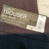 NWT Apt. 9 Curvy Trouser Mid Rise Charcoal Gray Size 16