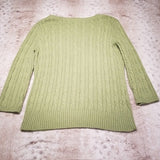 LOFT Light Green 3/4 Length Cable Knit Sweater Size M