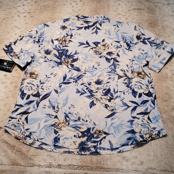 NWT Erika Blue Agate Cora Floral Button Up Blouse Size S