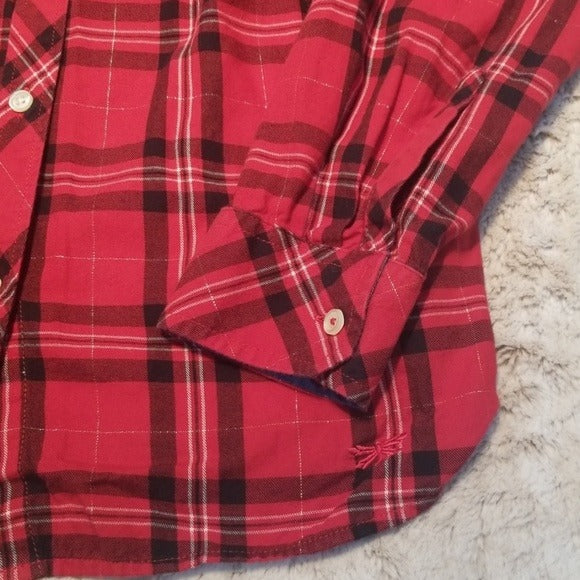 Talbots Womens Cut Red and Black Flannel Size XS