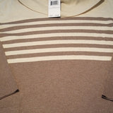 NWT Jeanne Pierre Tan and Cream Cowl Neck Sweater Size 2XL