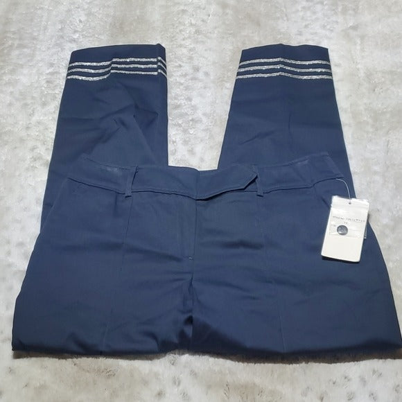 NWT Willi Smith Navy w Silver Accent Ankle Pants Size 10