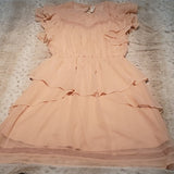 NWT Y.A.S. Peach Ruffle Skater Dress Midi Lace Size M