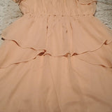 NWT Y.A.S. Peach Ruffle Skater Dress Midi Lace Size M