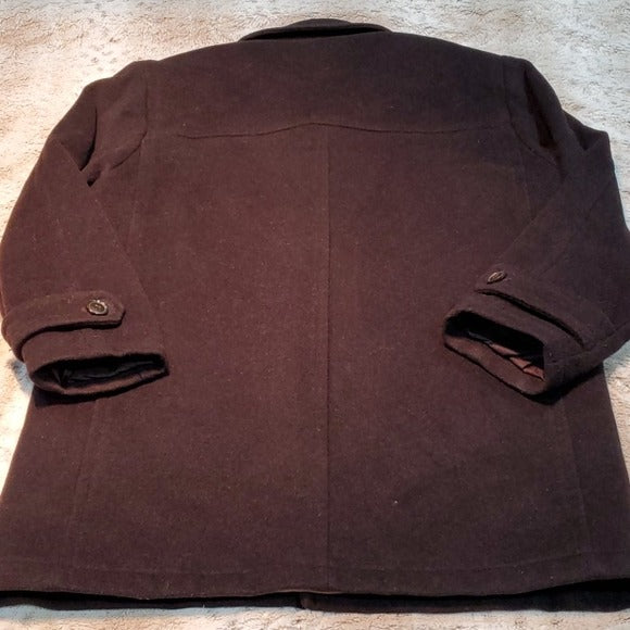 Andrew Marc Black Wool Cashmere Blend Pea Coat Size M