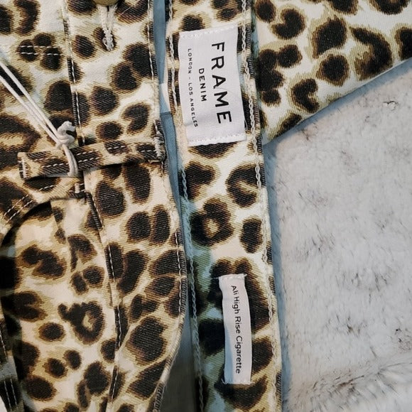 NWT Frame Ali Leopard Print High Rise Skinny Cigarette Jeans