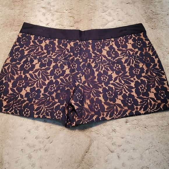 NWT French Connection Navy Pink Poppy Lace Mini Shorts Size 6
