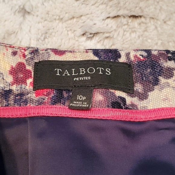 Talbots Floral Lined Knee Length Pencil Skirt Size 10P