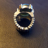 Boutique Silver Tone and Black Accent Fashion Ring