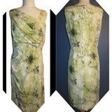 Ann Taylor Silk Green Watercolor Sheath Dress Size 0
